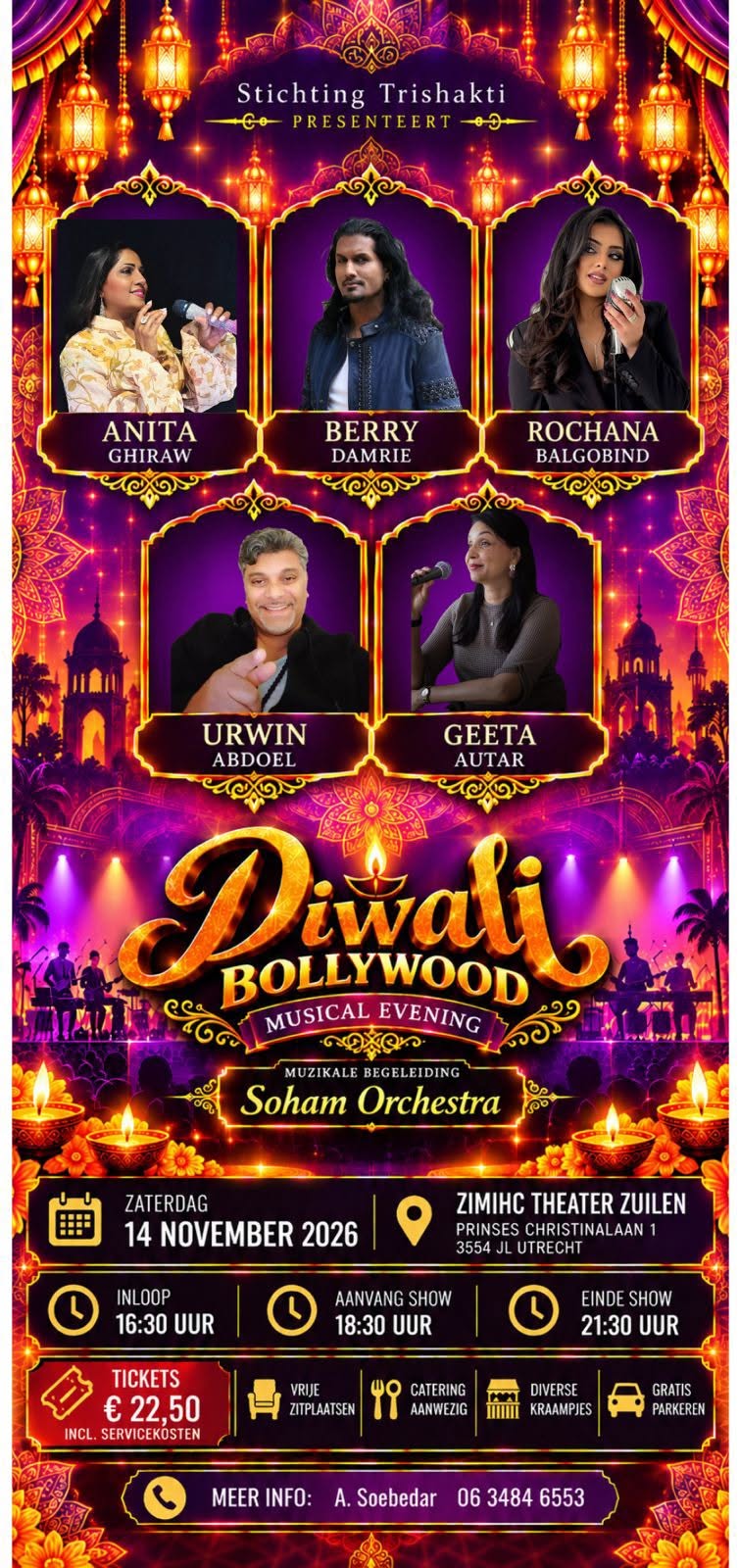 Flyer Diwali Bollywood Musical Evening — 14 november 2026